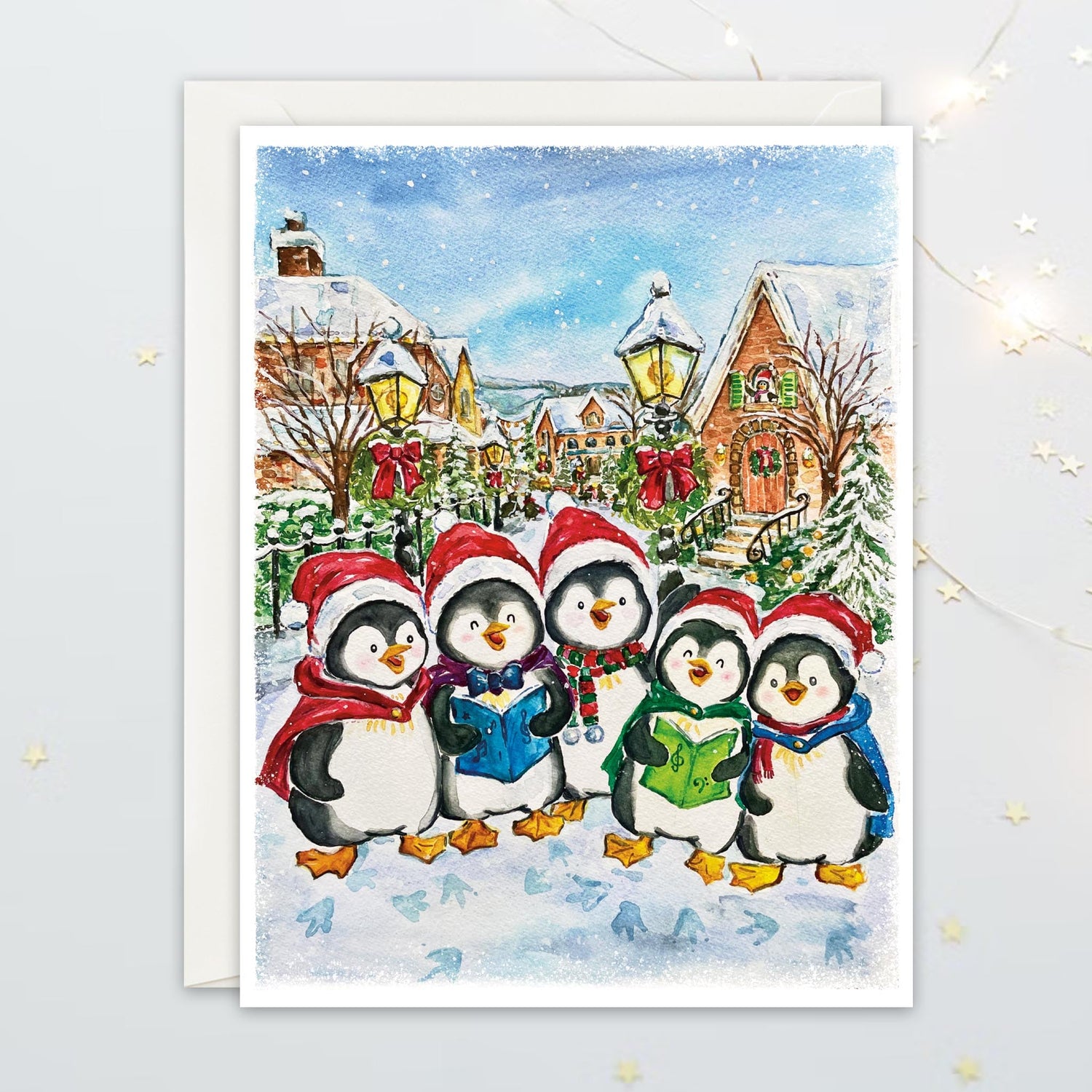 Christmas and holiday cards with teddy bears, llamas, santa dogs - all hand-drawn