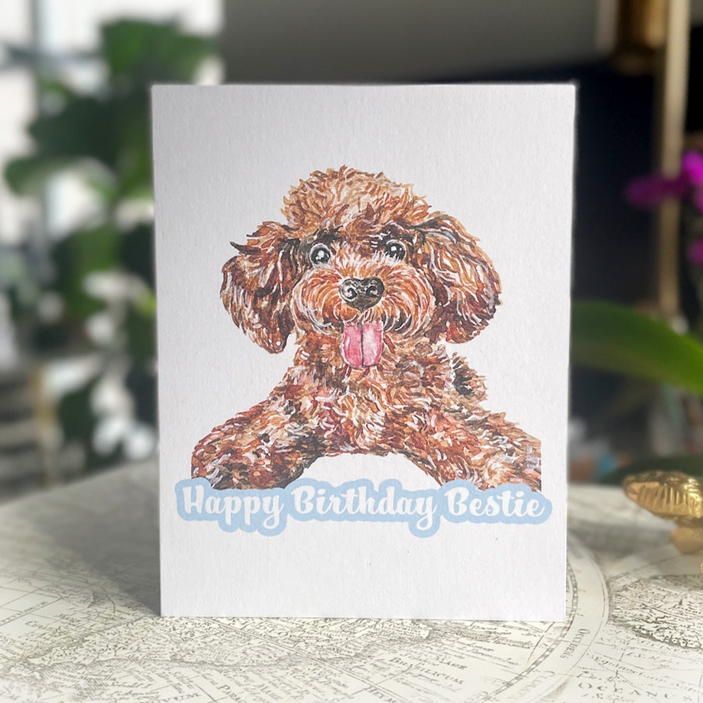 Happy Birthday Bestie Poodle Card