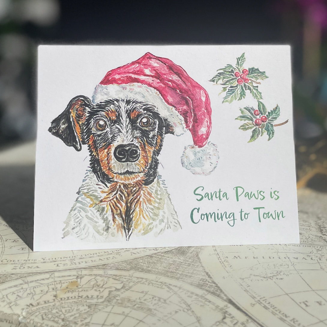 Santa Paws Is Coming To Town Christmas Card