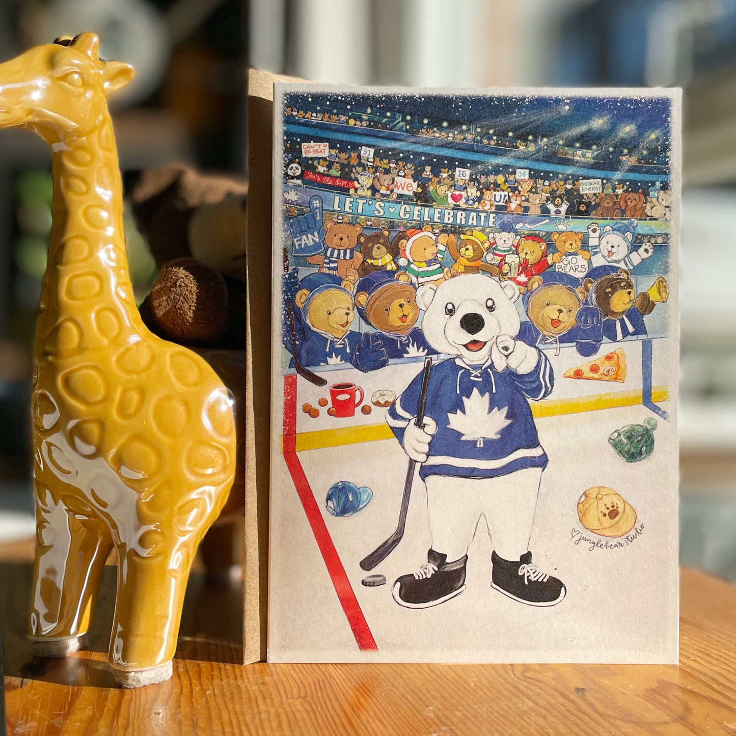 Hockey Fan Bear Celebration Card – 5x7"