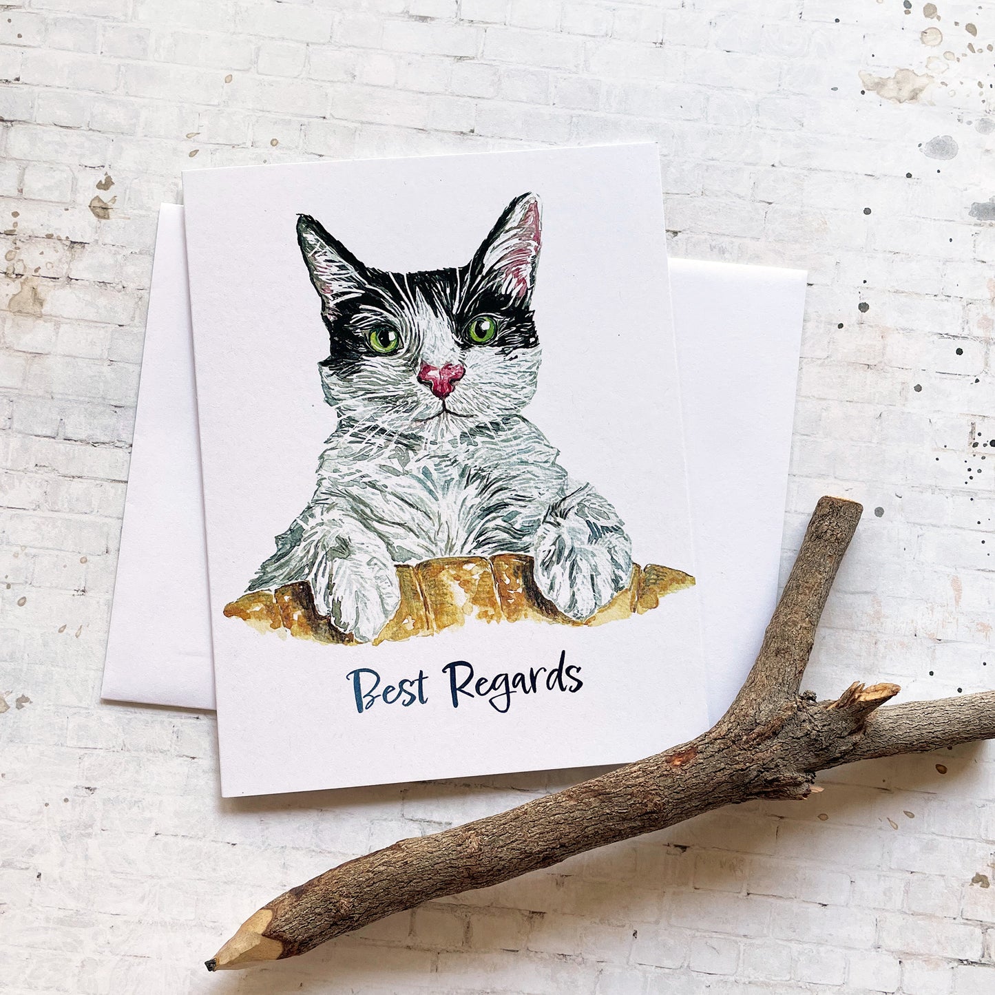 Best Regards Cat Greeting Card
