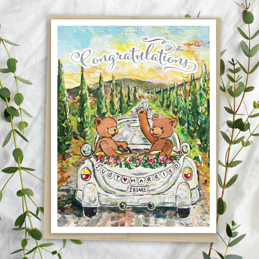 Congratulations Just Married Bears Card