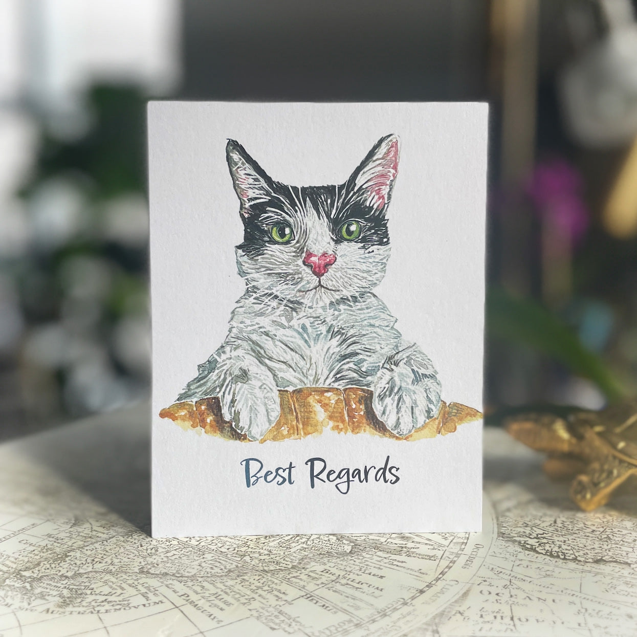 Best Regards Cat Greeting Card