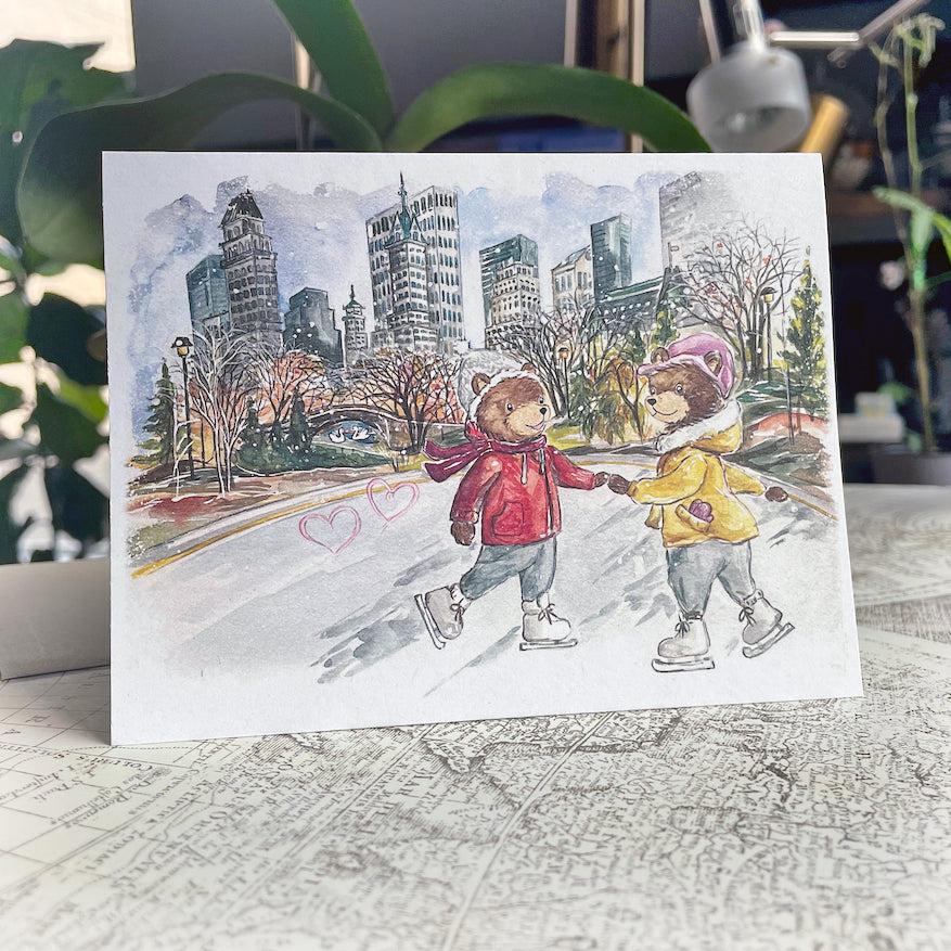 Central Park Skating Bears Card