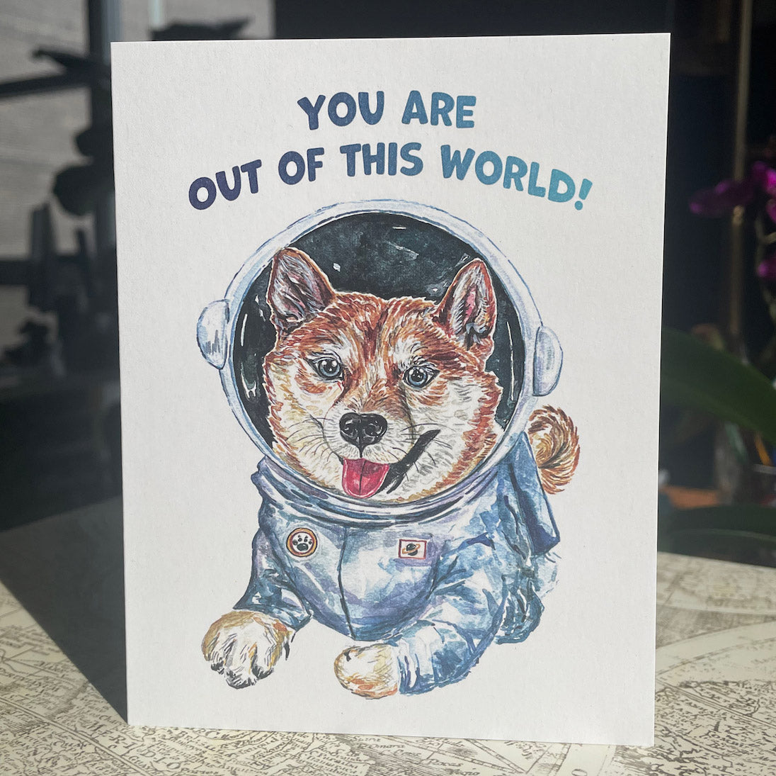 Out Of This World - Shiba Inu Space Dog Card